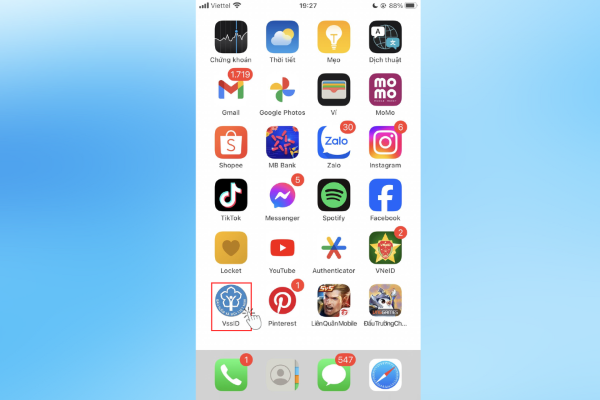 Mở ứng dụng VssID