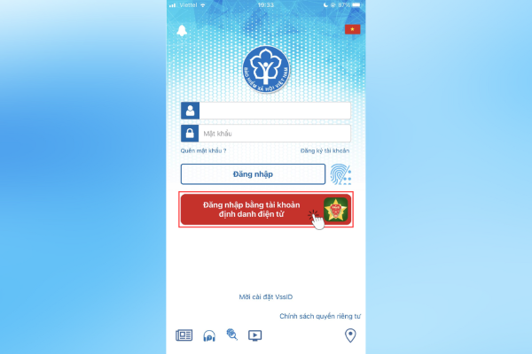 Chọn đăng nhập vào tài khoản định danh cá nhân