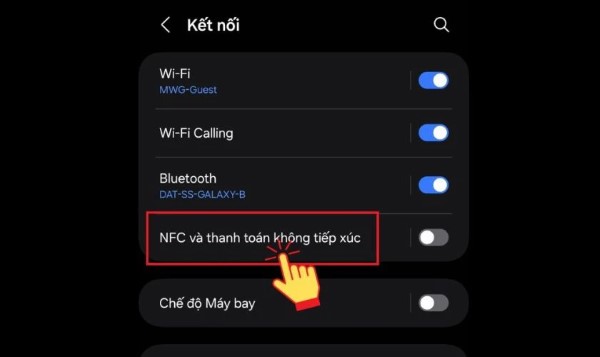 Chọn NFC và thanh toán không tiếp xúc