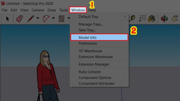 Truy cập vào Window > chọn Model Info > Units