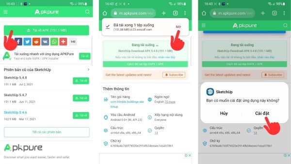 Các bước tải SketchUp trên điện thoại Android