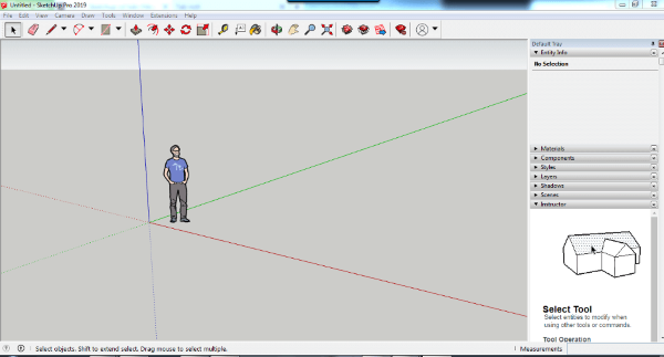 SketchUp tích hợp hệ tọa độ ba chiều cùng loạt công cụ vẽ 