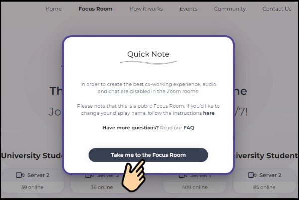 Nhấn Take me to the Focus Room