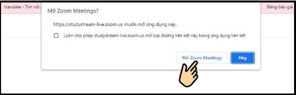 Chọn Mở Zoom Meetings
