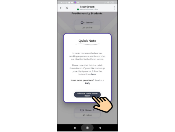 Chọn Take me to the Focus Room