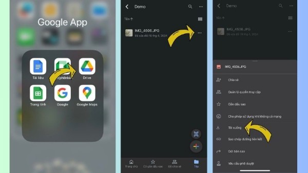 Chọn "Tải xuống" tại menu hiện ra