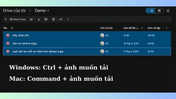 Nhấn chọn từng ảnh muốn lưu về máy