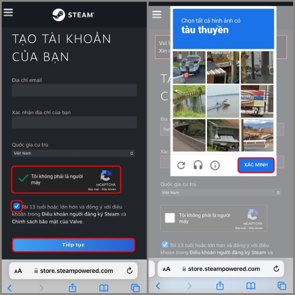 Truy cập website đăng ký tài khoản Steam và nhập địa chỉ email