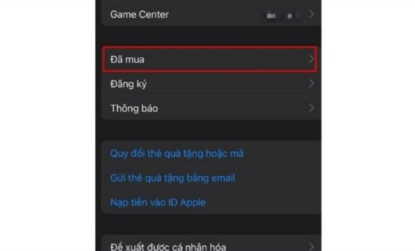 Chọn vào “Đã mua” hoặc “Tải về lại”