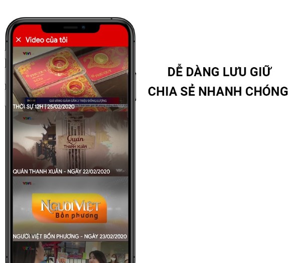 Khả năng lưu video yêu thích và chia sẻ nhanh chóng