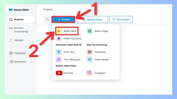 Chọn “Blank video”