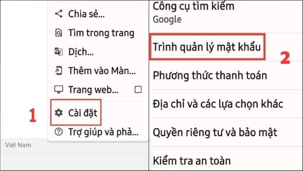 Chọn Trình quản lý mật khẩu