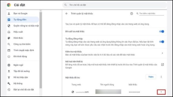 Nhấn biểu tượng ba chấm tại mật khẩu