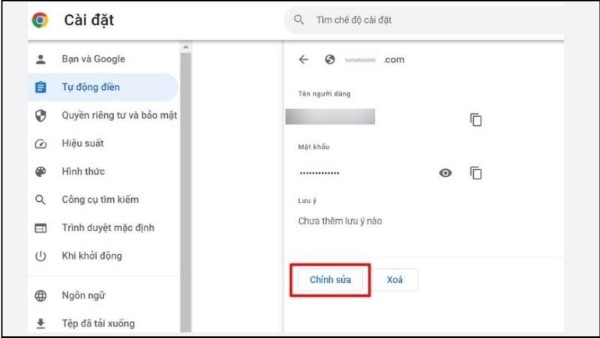 Nhập thông tin mới và chọn Chỉnh sửa