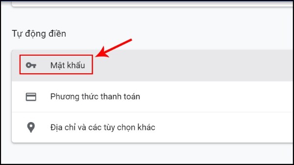 Chọn Mật khẩu