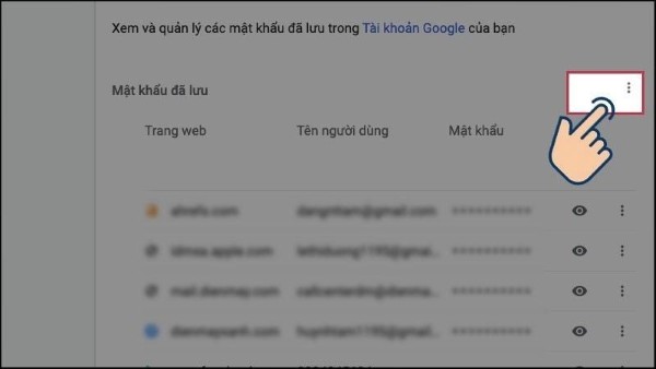 Chọn Xuất mật khẩu 