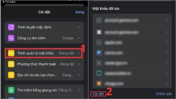 Chọn Trình quản lý mật khẩu