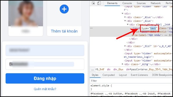 Thay đổi đoạn mã thành type="text"