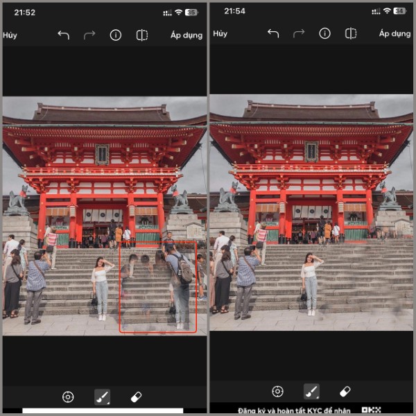Tiến hành xóa người ra khỏi bức ảnh