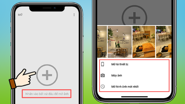 Chọn hình ảnh từ thư viện hoặc chụp ảnh mới