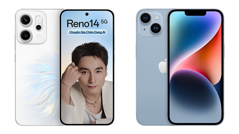 so sánh OPPO Reno14 và iPhone 14