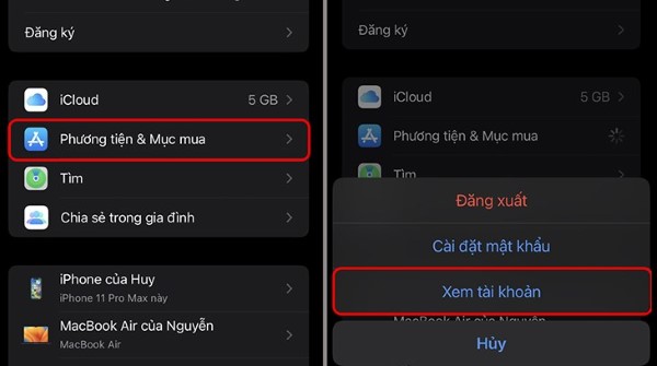 Chọn Phương tiện & Mục mua