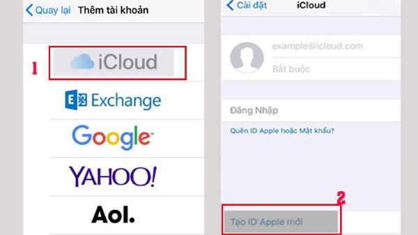 Chọn Tạo ID Apple mới
