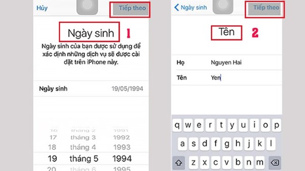 Nhập các thông tin các nhân theo yêu cầu
