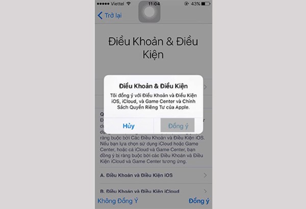 Nhấn Đồng ý để xác nhận