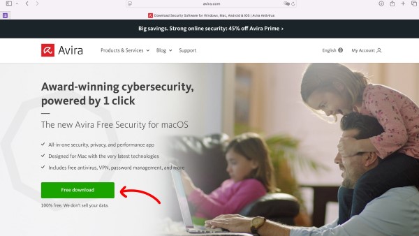 Chọn "Download Free Antivirus"