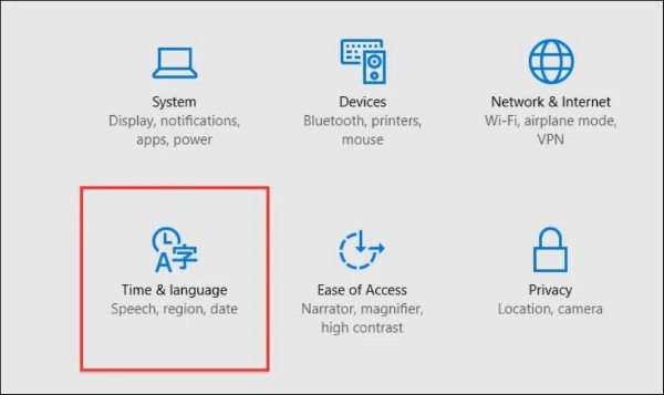 Chọn Time & Language