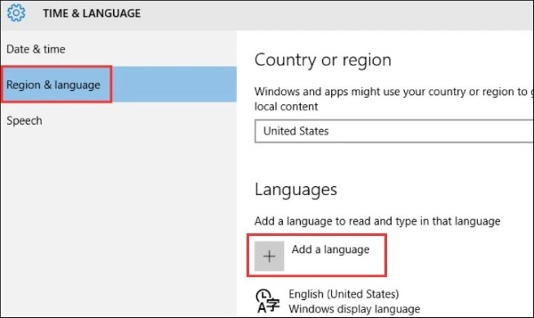 Chọn Region & language