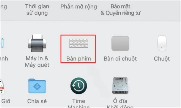 Chọn Keyboard (Bàn phím)