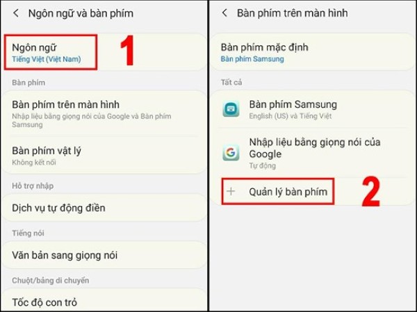 Chọn Quản lý bàn phím