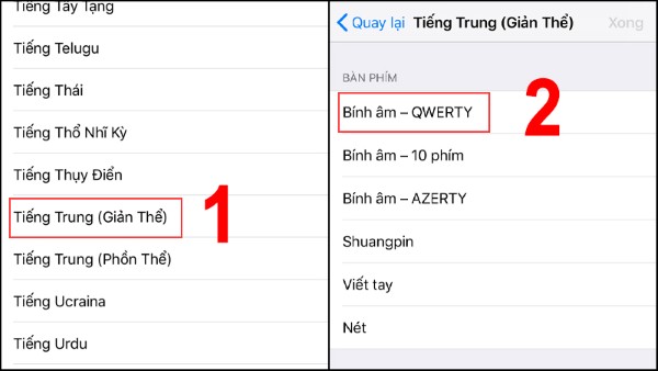 Chọn Bính âm – QWERTY