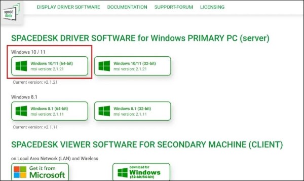 Tải ứng dụng SpaceDesk theo hệ điều hành thiết bị