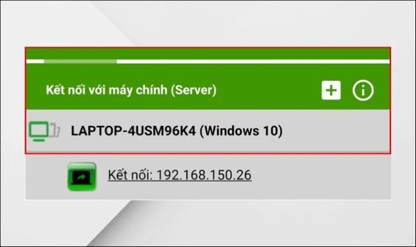 Nhấn vào tên thiết bị để tiến hành kết nối