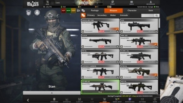 Black Squad cung cấp kho vũ khí với hơn 85 loại khác nhau