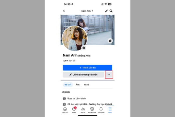Nhấn dấu ba chấm cạnh ảnh đại diện