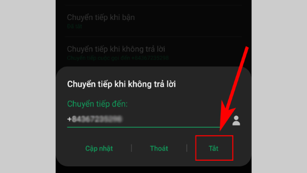 Chọn Tắt hoặc xóa số 