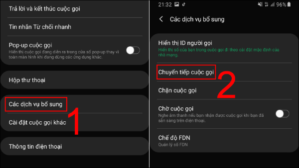 Chọn Chuyển tiếp cuộc gọi