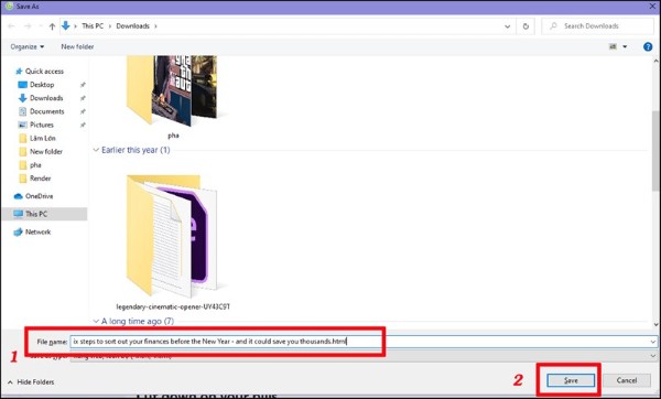 Lưu file với đuôi .html 