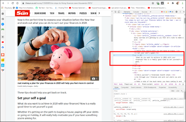 Nhấn vào nội dung muốn copy