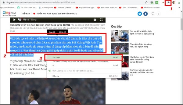 Bôi đen đoạn văn bản > nhấn Ctrl+C 