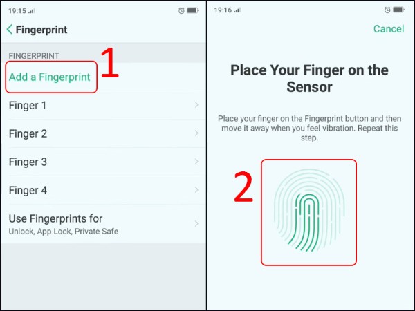 Nhấn vào Add a Fingerprint