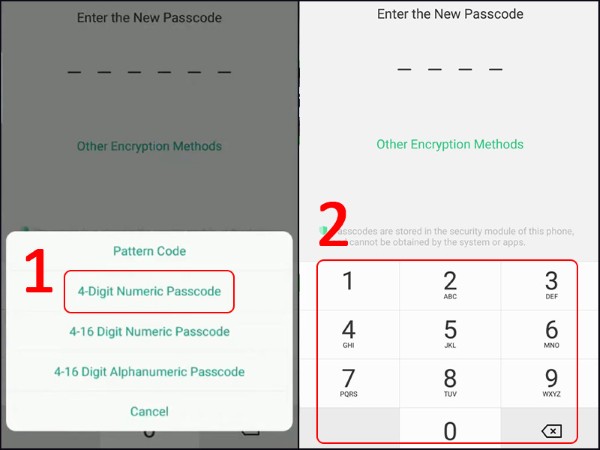 Nhấn chọn 4-Digit Numeric Passcode