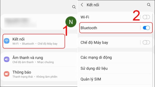 Mở Cài đặt → Kết nối → Bluetooth