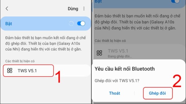 Chọn vào thiết bị hiển thị trong danh sách