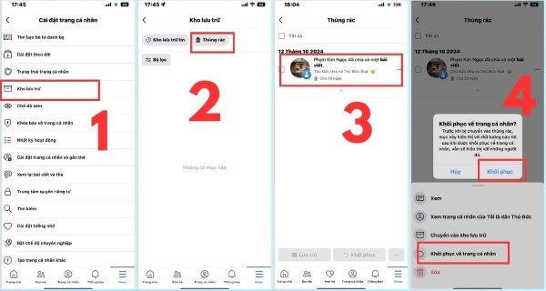 Nhấn nút Khôi phục