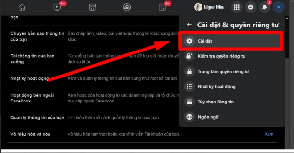 Chọn “Cài đặt”